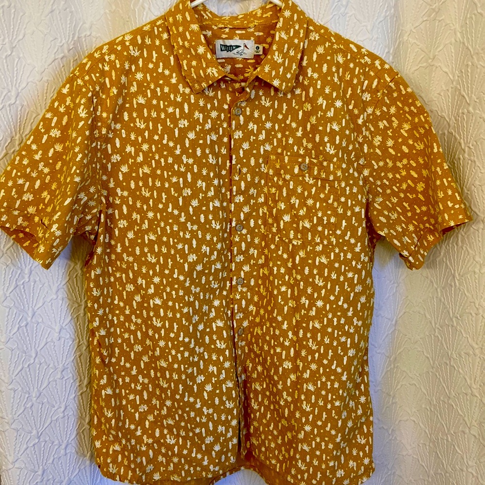 Huckberry Wellen easy collar short sleeve shirt mens large